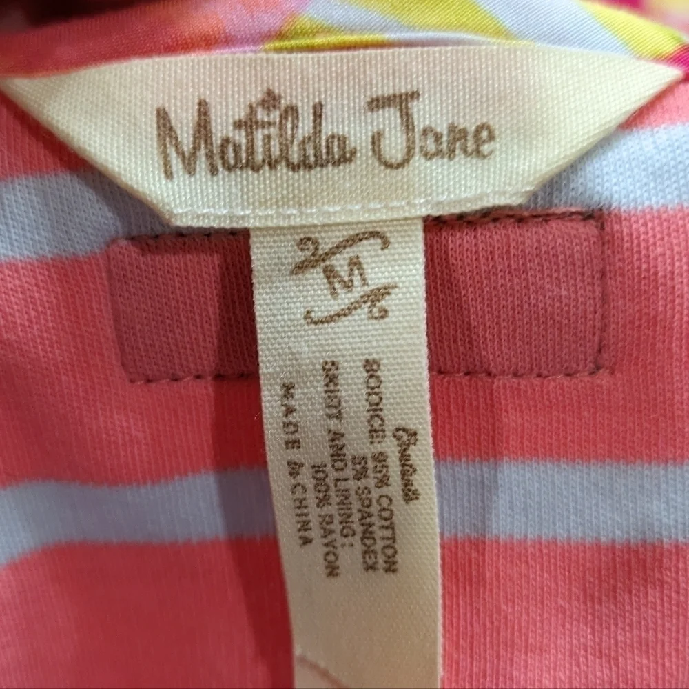 ✨3/$15 Matilda Jane blue grey floral cinch accent scoop neck sleeveless dress M - Picture 8 of 9